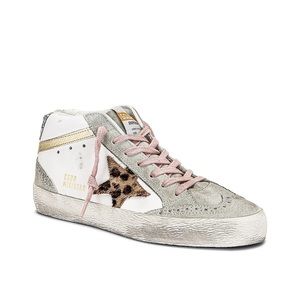 Mid Star Mixed Leather Glitter Sneakers